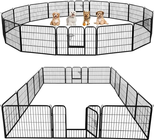 Yaheetech Parc à chiots - 16 pièces - 60 cm - avec 2 portes - noir