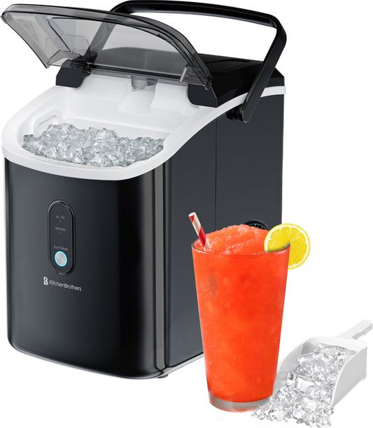 Machine à glace pilée - KitchenBrothers - avec pelle à glace - 1.1L - Portable - 15kg/24 heures - Noir
