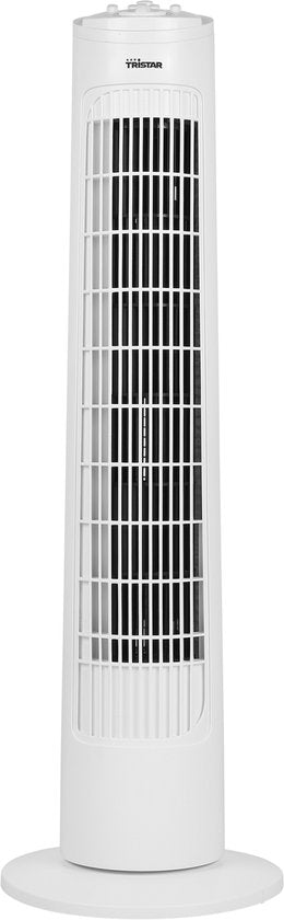 Ventilateur colonne 76 cm – 3 vitesses – Oscillation – Minuterie – Compact et élégant – Tristar VE-5864 – Blanc