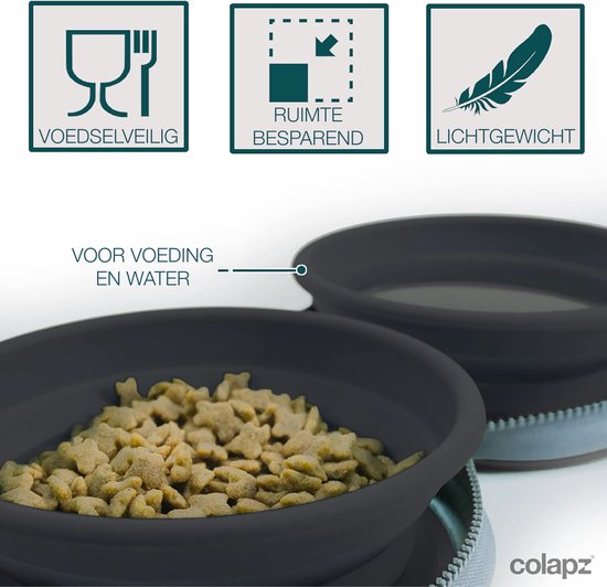 Colapz 2 x gamelles pliables pour chiens - Gamelles pliables pour chiens - Gamelle à eau pour chiens - Gamelle pliable avec sac de transport - Gris - Camping avec son chien