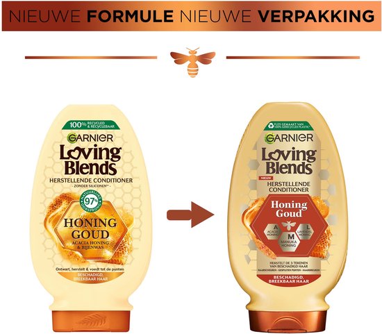 Garnier Loving Blends Miel Doré Après-shampoing réparateur, lot économique - Cheveux abîmés et fragiles - 6 x 250 ml