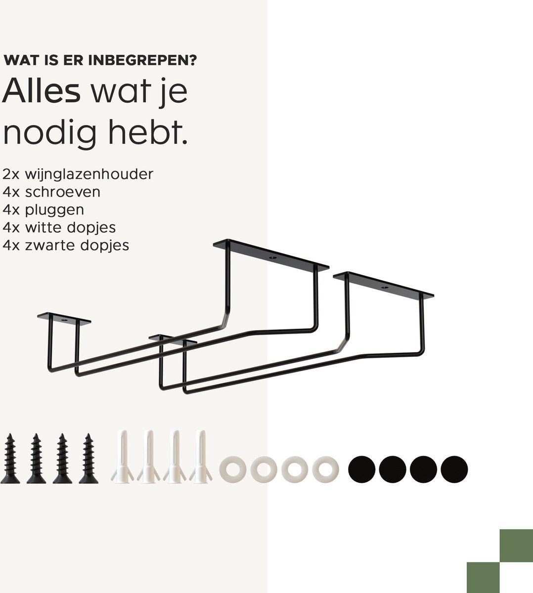 Noswo Porte-verres à vin - Porte-verres à vin suspendu pour un rangement élégant - Noir