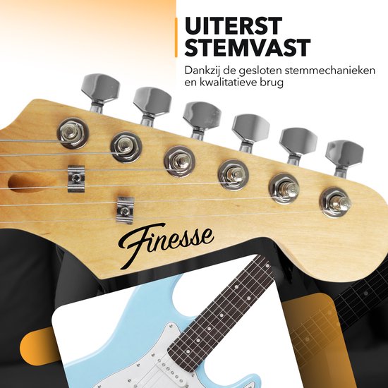 Guitare électrique Finesse avec ampli - avec cours vidéo - Guitare - Adultes - Enfants - Bleu