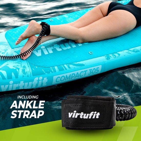 Planche de SUP gonflable VirtuFit Ocean 275 cm - Poids max. 150 kg - Kit complet - Pompe, pagaie, sac de transport, accessoires et support GoPro inclus - Planche de Stand Up Paddle - Noir