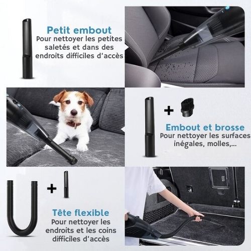 Aspirateur sans fil Strex, Aspirateur eau et poussière, 3 accessoires, 14000PA, Filtre HEPA, Eclairage LED, Extra puissant