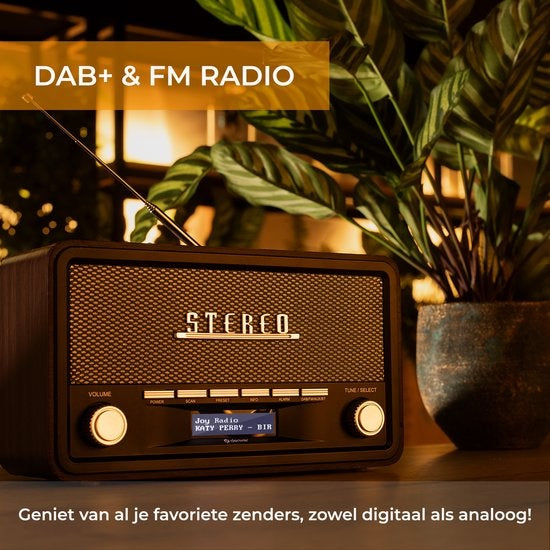 Denver DAB Radio - Model 2023 - Retro Radio - Bluetooth - DAB+/ FM - Dimmable - Batteries & secteur - DAB18 - Darkgrey
