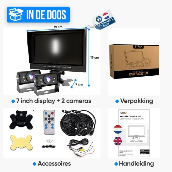 2 caméras de recul filaire - Strex - Vision nocturne 15m - IP69 Waterproof