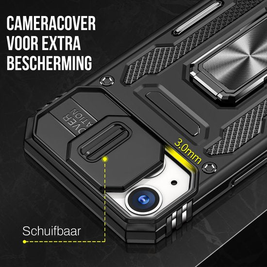Étui Podec compatible avec l'iPhone 13 Mini - Étui anti-chocs hybride « Armor » avec support intégré et protecteur d'écran