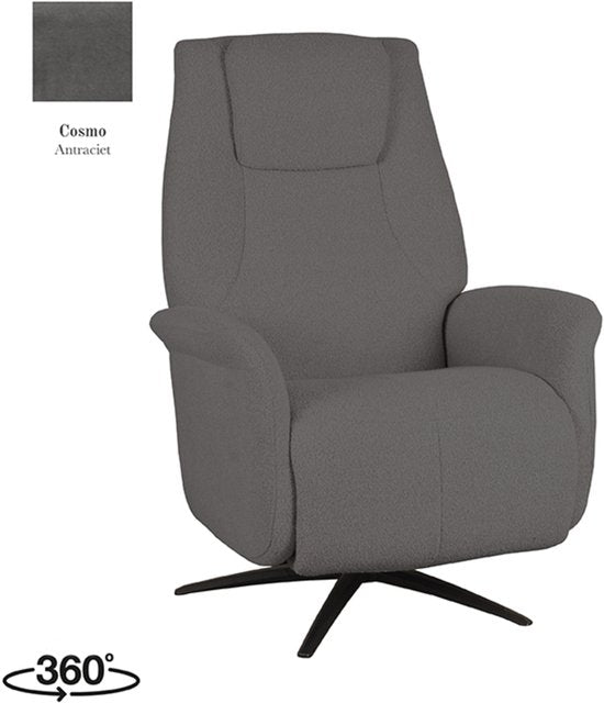 LABEL51 Fauteuil Stockholm - Gris - Tissu - Taille unique - - - Pivotant - Avec accoudoirs