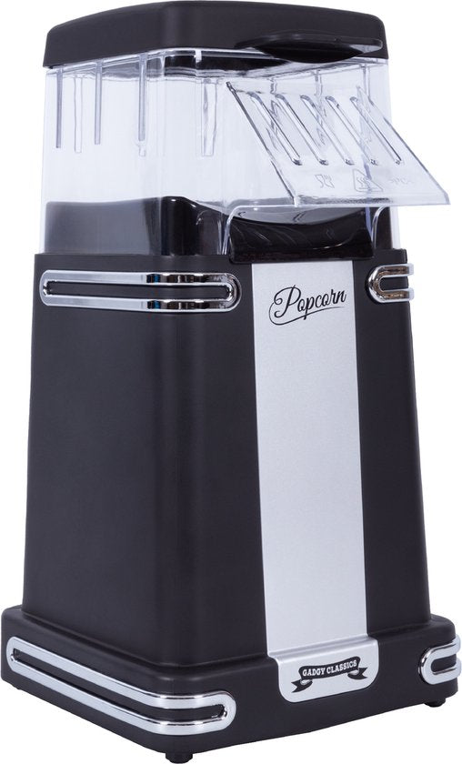 Gadgy Popcorn Machine Retro - Noir - Machine à popcorn à air chaud - 26.5 x 14 CM - Funcooking for Party & Kids