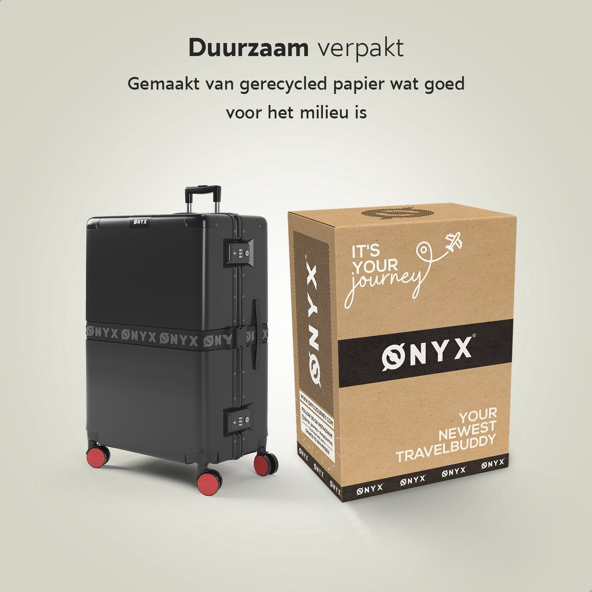 ONYX® - Valise d'enregistrement 100L - Serrure TSA - Trolley léger - Fermeture en aluminium - Noir