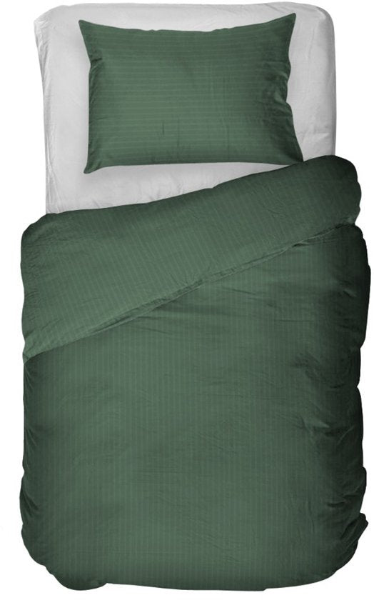 Housse de couette Kayori Elin en satin de coton - 240 x 200-220 cm + 2 taies d'oreiller - Lit double - Vert foncé