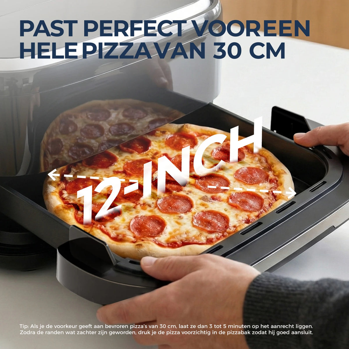 Four à pizza et friteuse à air chaud Rouny 12 pouces 2200 W – 11 fonctions – Double chauffage – Air chaud à 360° – 4,3 L – Noir