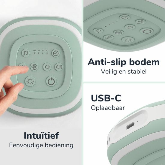 Lunae White Noise Machine 2026 - Appareil à bruit blanc avec veilleuse - Convient aux bébés, aux enfants et aux adultes - Aide au sommeil pour bébés - Entraîneur de sommeil pour enfants - Vert menthe