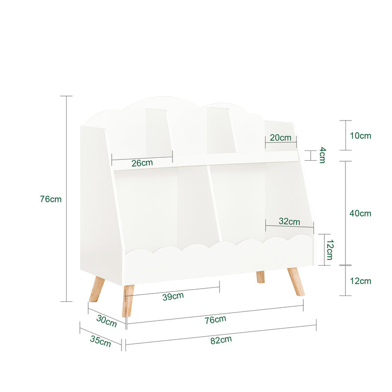 Bibliothèque pour enfants sur pieds - Bibliothèque et rangement pour jouets - 5 espaces ouverts - Blanc - SoBuy KMB100-W