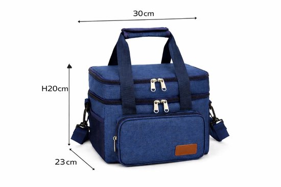 Sac isotherme Ceruzo 14 L – Sac-repas isotherme – Double compartiment – Bleu