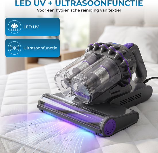 Nettoyeur de matelas Powell - Nettoyeur de tapis - Aspirateur anti-acariens - Aspirateur UV pour literie - 350 W - Réservoir de 20,6 L - Gris