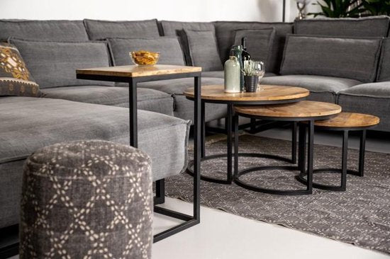 Collection HSM Table d'appoint Read - naturel/noir - bois de manguier/fer