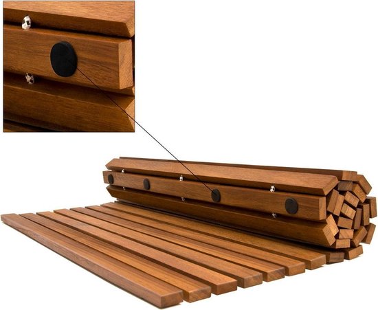 Tapis de bain - Bois d'acacia antidérapant Motif rayé 76x50cm - Certifié FSC