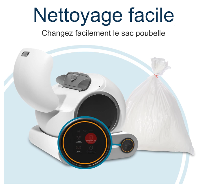 Bac à litière automatique et autonettoyant, BOME,  Avec application et écran tactile, 65L