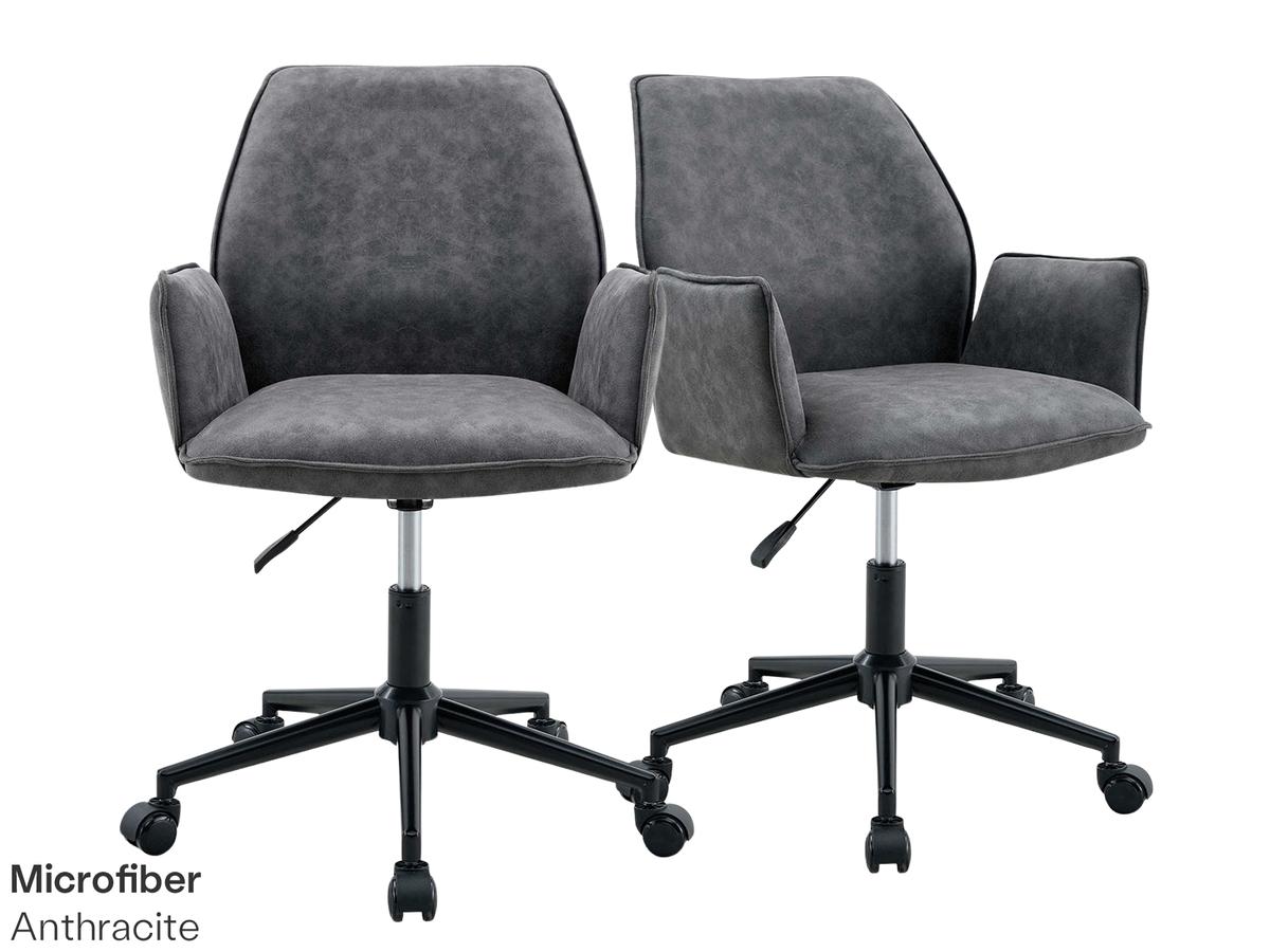 Chaise de bureau Jill en microfibre - Cognac - Lot de 2