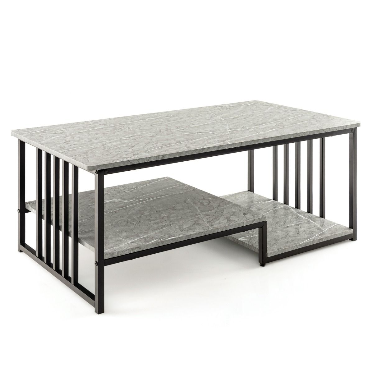 Table basse Coast - 2 couches - aspect marbre - Max. 50 kg - 110 x 60 x 45 cm - Gris/Noir