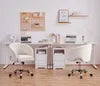 Chaise de bureau en velours Yaheetech avec accoudoirs et roulettes - Beige - 60 x 56,5 x 73-83 cm