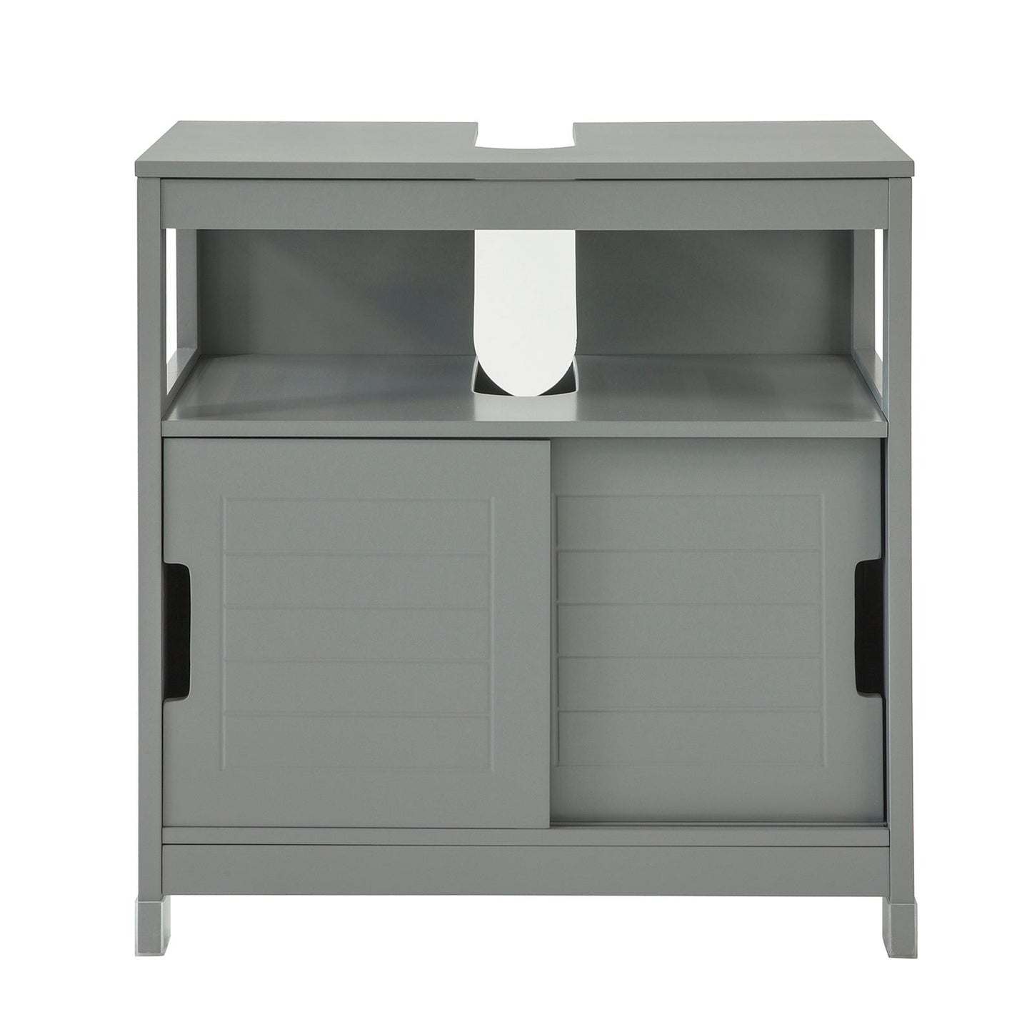 SoBuy FRG128-SG Meuble lavabo - 2 portes coulissantes 1 étagère - Gris - 60x61x30 cm