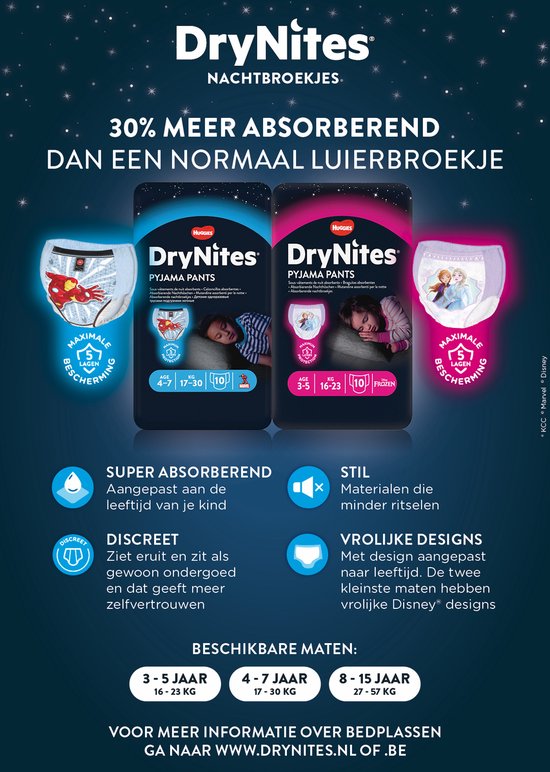 Culottes de protection Drynites - filles - 8 à 15 ans - 13 pièces
