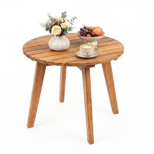 Coast Side Table Natural - Table de jardin ronde en bois d'acacia - 43 x 43 x 35 cm