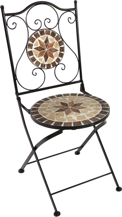 Chaises de bistrot AXI Amélie – Pliantes – Earth Brown – Chaises de jardin pliantes en métal – Dossier haut – Lot de 2 pièces – Effet mosaïque – Incrusté de carreaux de céramique – Capacité de charge de 150 kg – Jardin, terrasse ou balcon