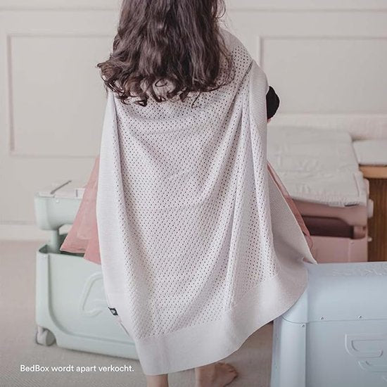 Couverture JetKids by Stokke en laine mérinos, gris galet - S'adapte au couvercle du BedBox pour garder votre enfant au chaud pendant le voyage - Lavable en machine