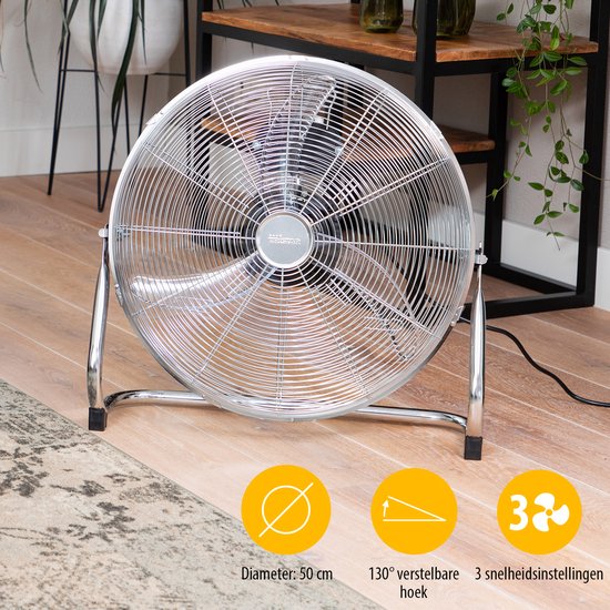 Ventilateur de sol en métal 45 cm - 3 niveaux - réglable à 130° - fort débit d'air - Tristar VE-5935
