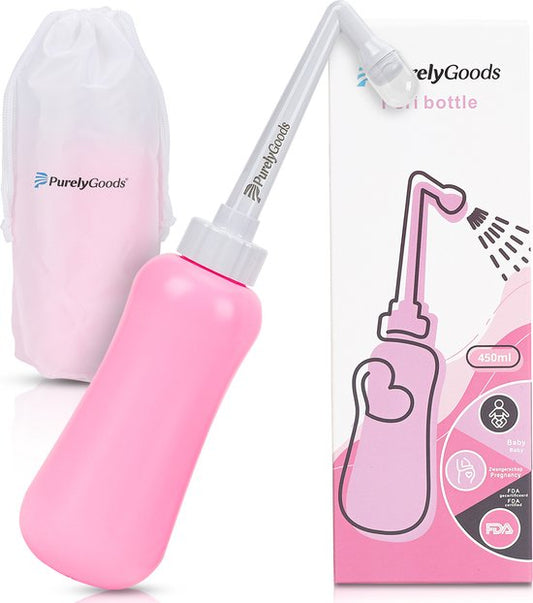 PurelyGoods® Peri Bottle - Bidet portable - Douche vaginale - Périnée - Grossesse - Bouteille de rinçage post-partum - 450ML - Rose