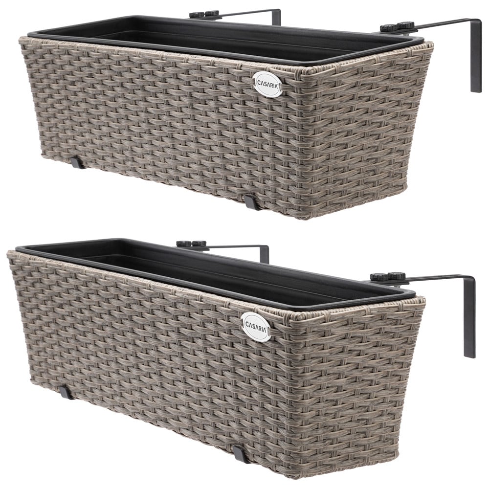 Casaria Boîte à fleurs en polyrotin - 2 pièces, supports de suspension inclus - Beige