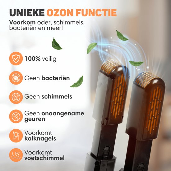 Vulpes Goods® Tech - Sèche-chaussures et rafraîchisseur de chaussures à l'ozone - Fonction ozone et séchage - Fonctions de séchage multiples - 10 rafraîchisseurs de chaussures inclus - Version PRO V2