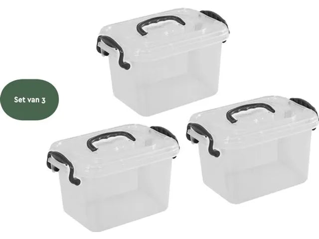 Brasq Boîte de rangement - 11 litres - SB11 - 35,5 x 24,5 x 20 cm - Transparent - Empilable - Par 3 pièces