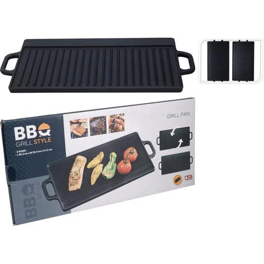 Plaque de cuisson en fonte H&S pour Mondex - 51 x 24 x 2,5 cm - Réversible