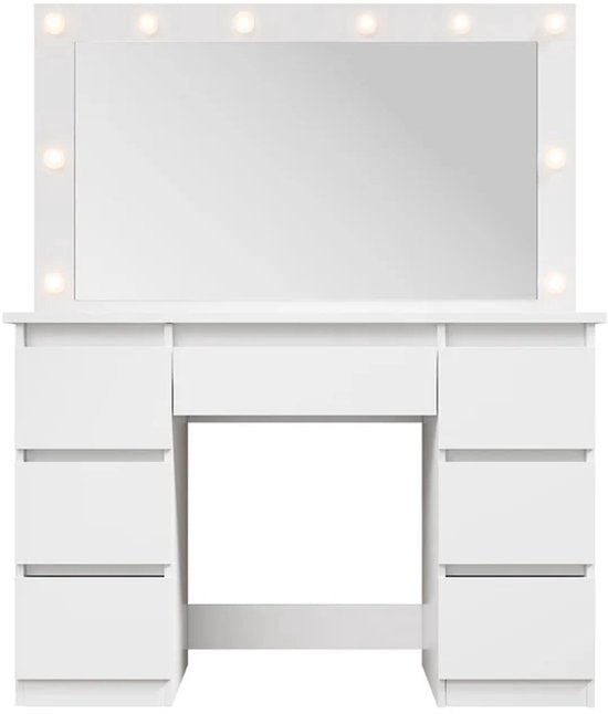 Lilia dressing table / Table de maquillage - Incl. LED et tiroirs - Blanc