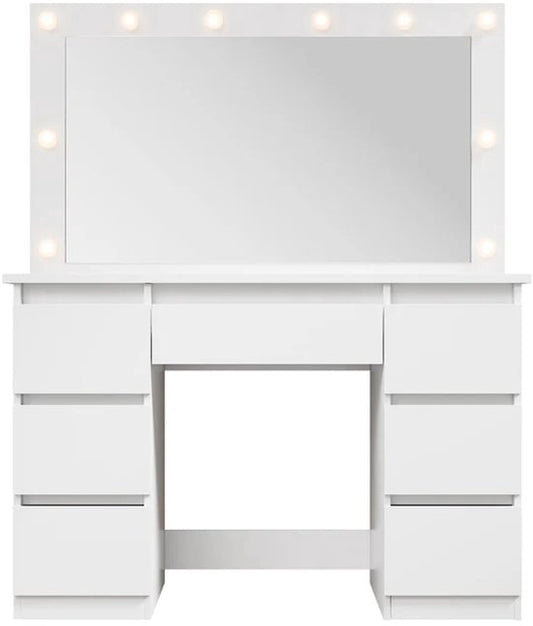 Lilia dressing table / Table de maquillage - Incl. LED et tiroirs - Blanc