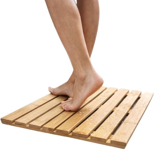 Tapis de douche Ceruzo en bambou – Tapis de bain antidérapant – 50 x 30 cm – Tapis de sauna