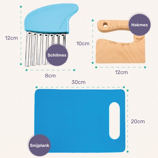 Qwali Blue Children's Knives Set - Safe - Inc. cutting board - Children's - Cutlery - Knives Child - Kitchen - Toys