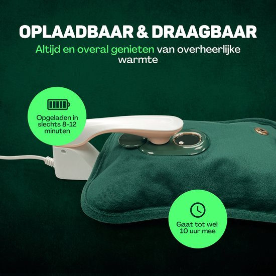 Vulpes Goods® - Bouillotte électrique - Flanelle douce - Bouillotte rechargeable - Bouillotte pour bébé - Coussin chauffant - Chauffe-mains inclus - Affichage numérique - Idéal pour les troubles menstruels - Version PRO