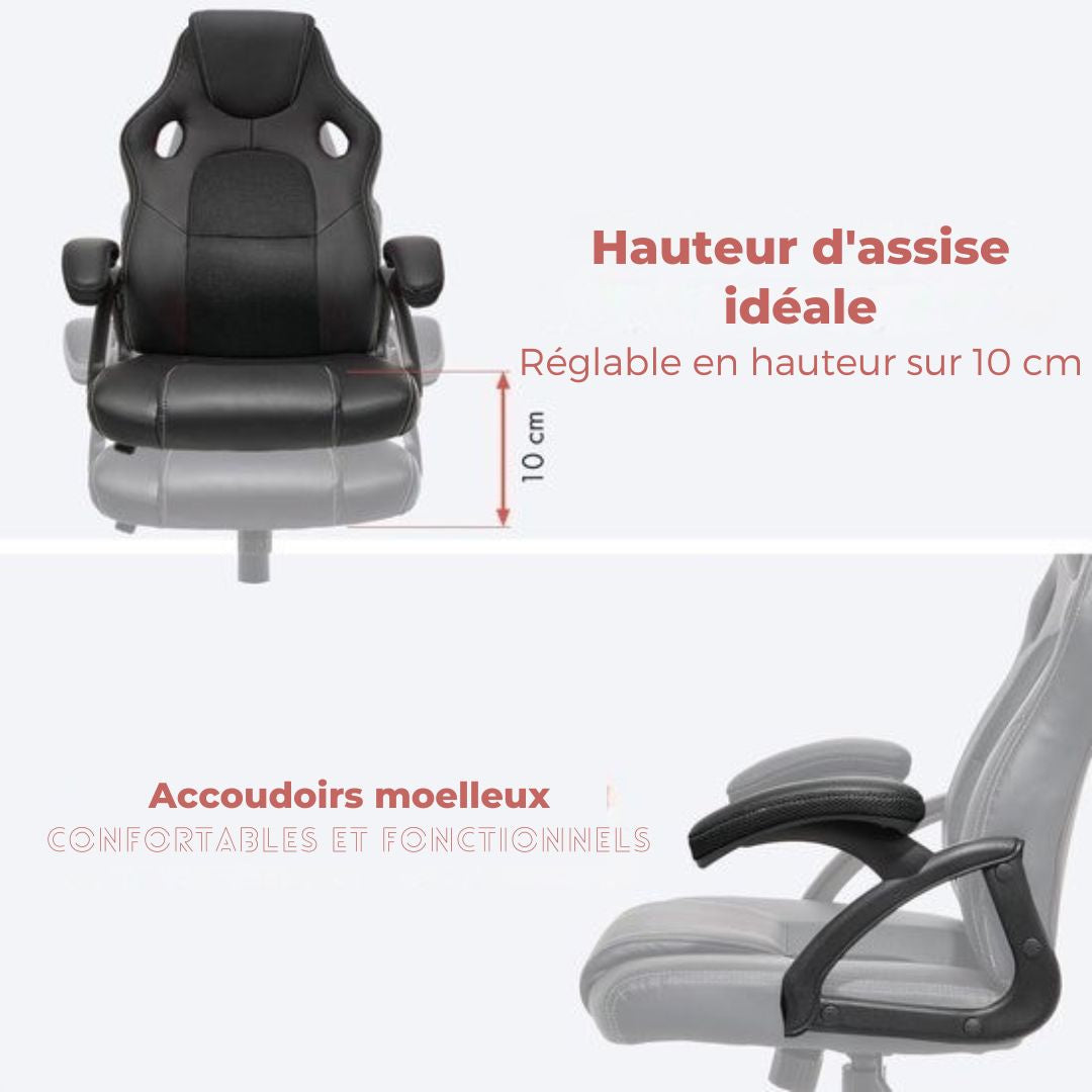 Chaise de jeu - LifeGoods - Réglable - Cuir synthétique - Noir