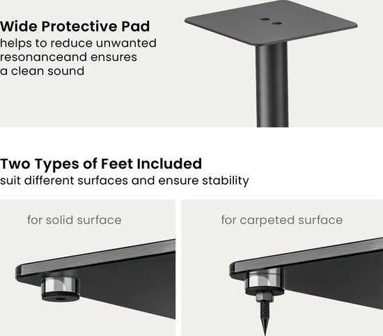 VDD Gaming Speaker Stand - Universal Speaker Stand - Floor Stand - Speaker Stand - set of 2 pieces - 76.5 cm high - 25 kg load capacity