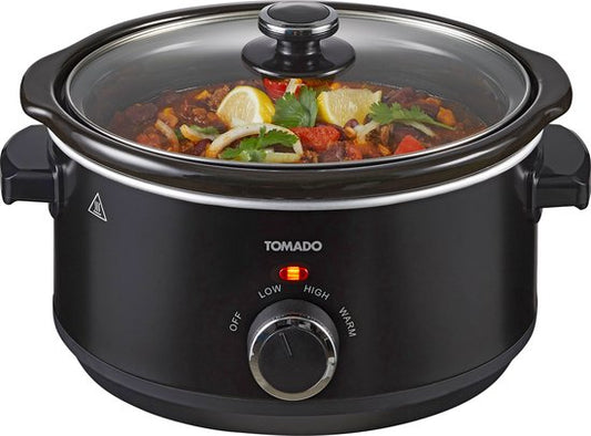 Tomado TSC3501B - Mijoteuse - 3,5 litres - Cuve intérieure en céramique - 3 niveaux de chaleur - Fonction maintien au chaud - Sans PFAS - Noir