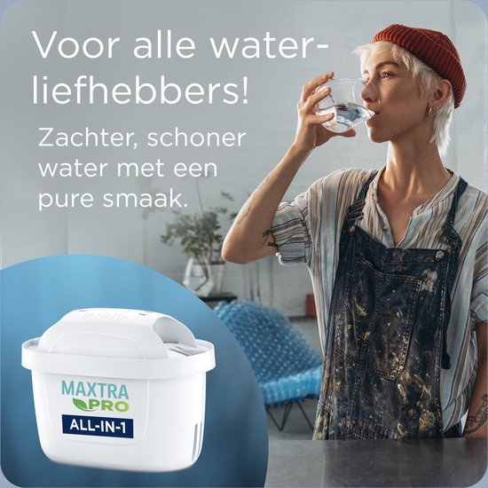 BRITA - Carafe filtrante - Flow Cool - Filtre à eau - Distributeur d'eau - 8,2 L - Bleu - avec 1 cartouche filtrante MAXTRA PRO ALL-IN-1