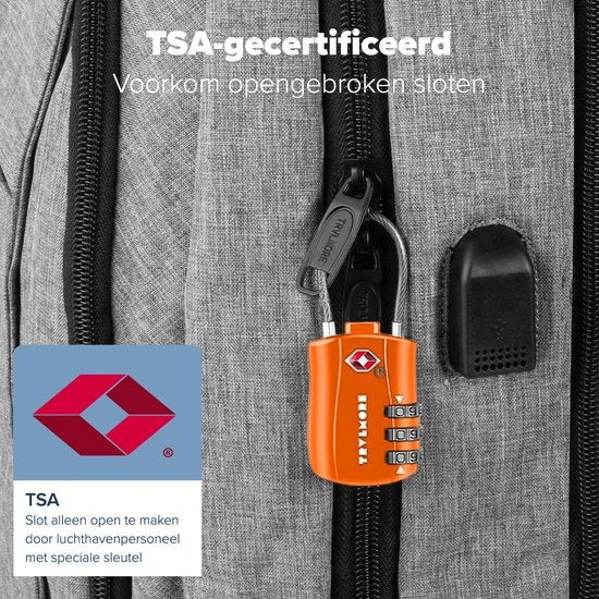 TRVLMORE Serrure de valise - Serrure de voyage TSA - Cadenas - 3 chiffres - 2 pièces - Serrure à chiffres - Orange