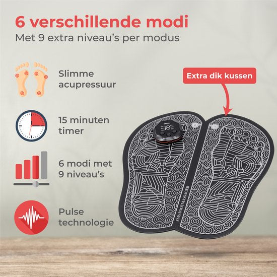 Nuvance - Appareil de massage des pieds avec écran - Tapis de massage EMS - Stimule la circulation - Appareils de massage - Sans fil - 54 positions - Noir