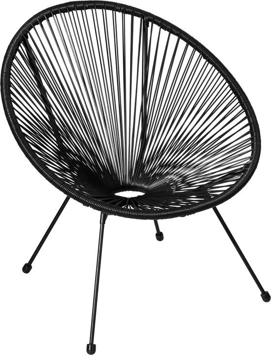tectake® - Salon de jardin bistrot - 2 chaises et 1 table - Chaises rétro de style Acapulco - Résiste aux intempéries à l'intérieur et à l'extérieur - Salon de jardin pour terrasse ou balcon - Noir